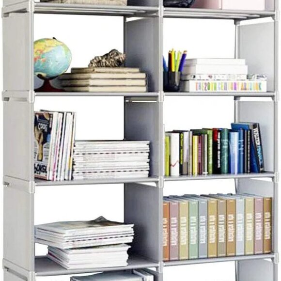 5 Tier 10 Cubes Organizer Shelves, Bookcase Shelve (Gray) - Picture 5 of 5